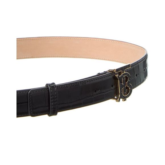 Burberry TB Croc-Embossed Leather Belt - Picture 2 of 3